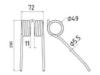 Mola Comp:190mm, Larg:72mm, Ø5.5mm - para Hesston, Massey Ferguson Aplicavel em: 700716132 (S.22954)