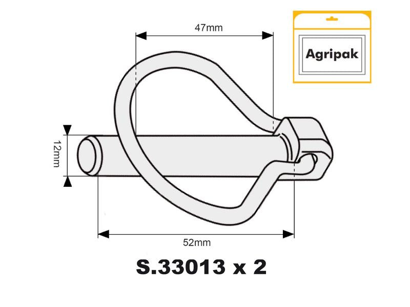 Agripak 2 un. Cavilha mola tipo Pêra 12mm x 52mm (S.23013)
