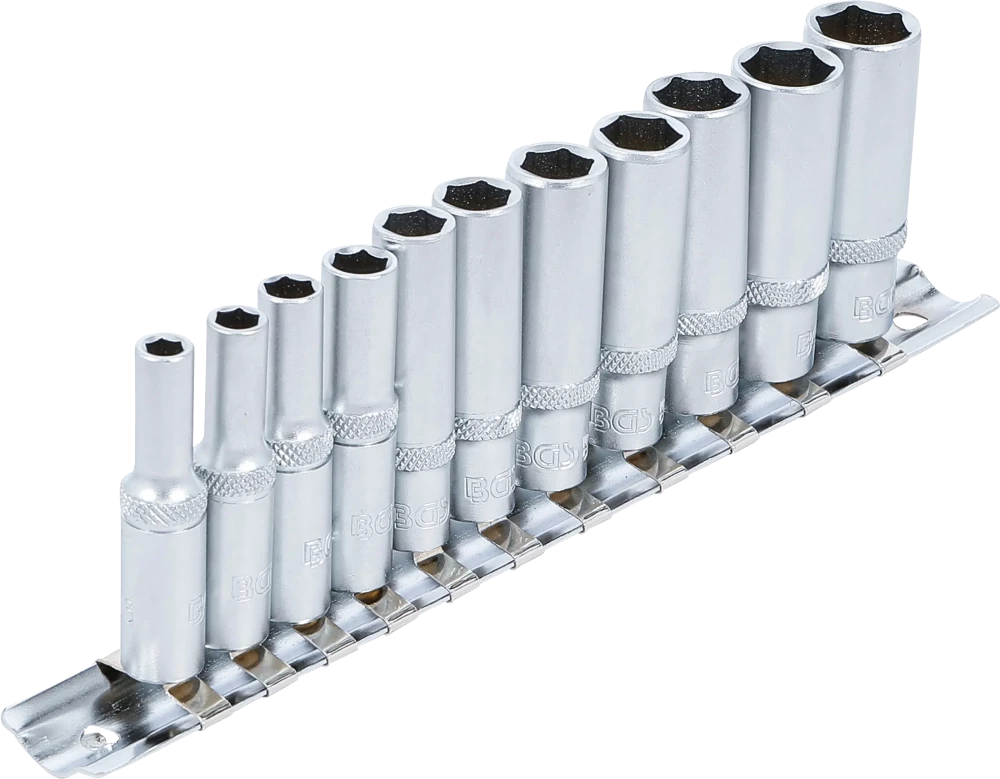 Conjunto de encaixes para chave de caixa sextavados, profundos | Entrada de quadrado interno de 6,3 mm (1/4") | Tamanhos em polegadas | 11 peças