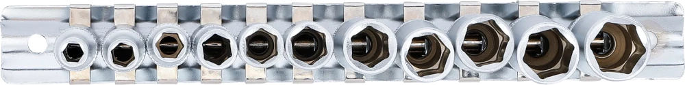 Conjunto de encaixes para chave de caixa sextavados, profundos | Entrada de quadrado interno de 6,3 mm (1/4") | Tamanhos em polegadas | 11 peças