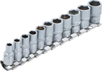 Conjunto de encaixes para chave de caixa sextavados | Entrada de quadrado interno de 6,3 mm (1/4") | Tamanhos em polegadas | 11 peças
