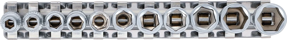 Conjunto de encaixes para chave de caixa sextavados | Entrada de quadrado interno de 6,3 mm (1/4") | Tamanhos em polegadas | 11 peças