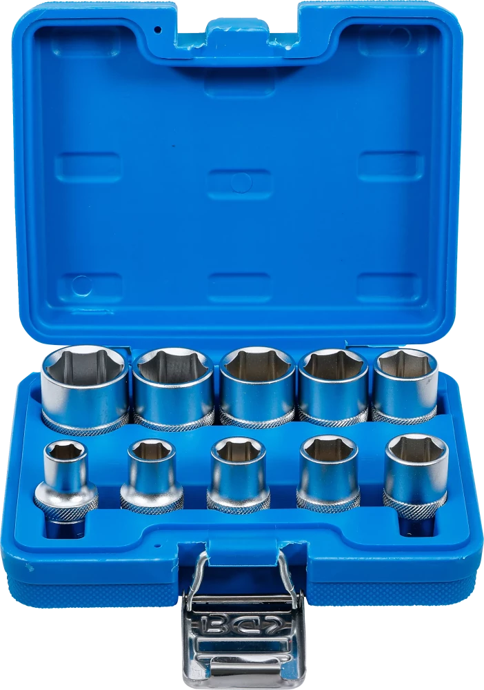 Conjunto de encaixes para chave de caixa sextavados | Entrada de quadrado interno de 12,5 mm (1/2") | Tamanhos em polegadas | 10 peças