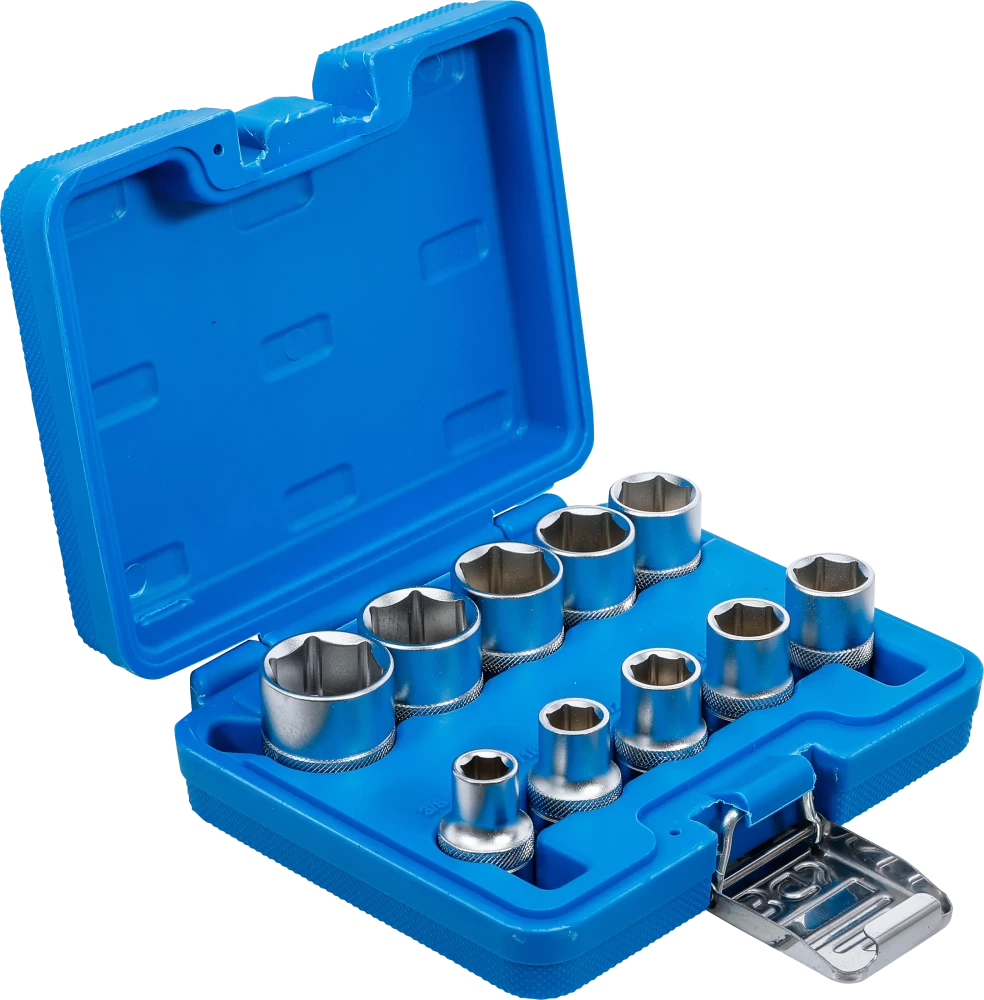 Conjunto de encaixes para chave de caixa sextavados | Entrada de quadrado interno de 12,5 mm (1/2") | Tamanhos em polegadas | 10 peças