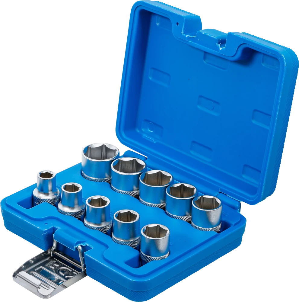 Conjunto de encaixes para chave de caixa sextavados | Entrada de quadrado interno de 12,5 mm (1/2") | Tamanhos em polegadas | 10 peças