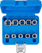 Conjunto de encaixes para chave de caixa sextavados | Entrada de quadrado interno de 12,5 mm (1/2") | Tamanhos em polegadas | 10 peças