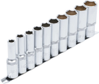 Conjunto de encaixes para chave de caixa sextavados, profundos | Entrada de quadrado interno de 12,5 mm (1/2") | Tamanhos em polegadas | 10 peças
