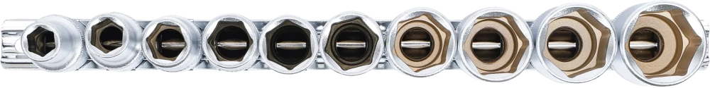 Conjunto de encaixes para chave de caixa sextavados, profundos | Entrada de quadrado interno de 12,5 mm (1/2") | Tamanhos em polegadas | 10 peças