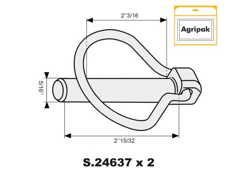 Agripak 2 un. Cavilha mola tipo Pêra 8mm x 62mm (S.24638)