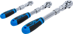 Conjunto de roquetes reversíveis | extensível, articulado | Saída de quadrado externo 6,3 mm (1/4") - 10 mm (3/8") - 12,5 mm (1/2") | 3 peças