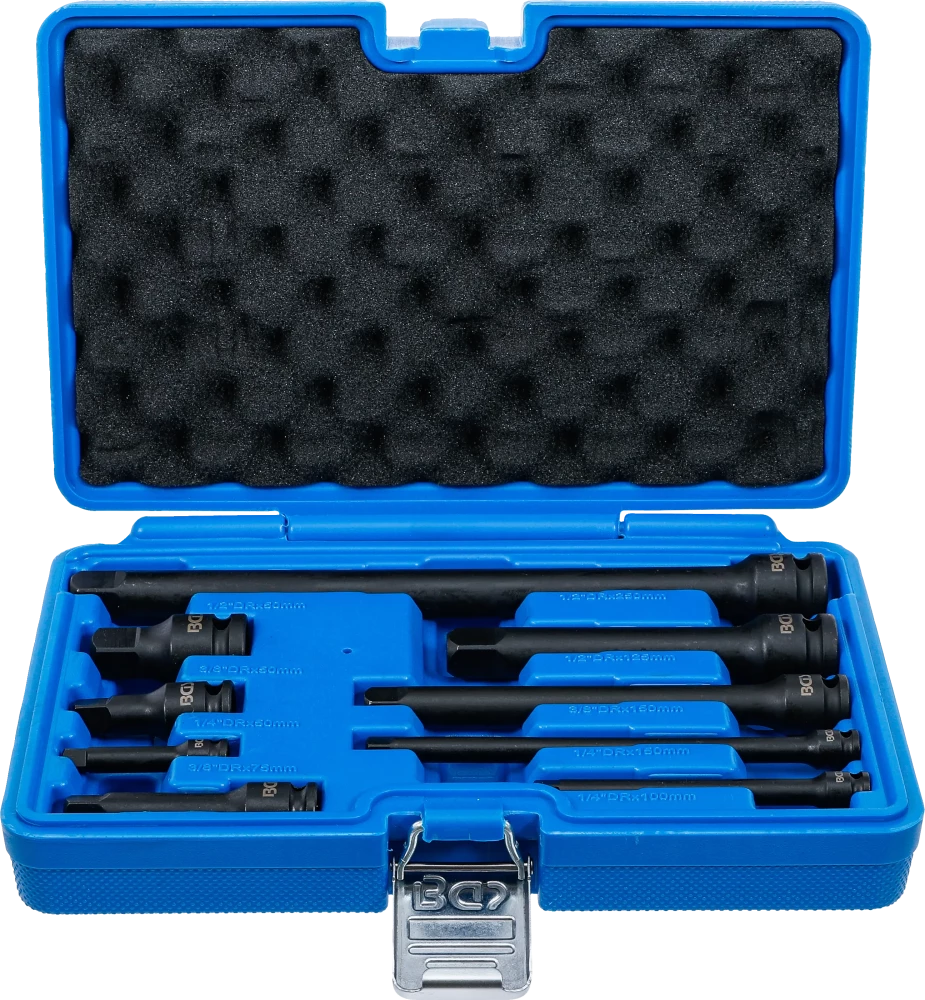 Conjunto de extensão de impacto | 6,3 mm (1/4") / 10 mm (3/8") / 12,5 mm (1/2") | 9 peças