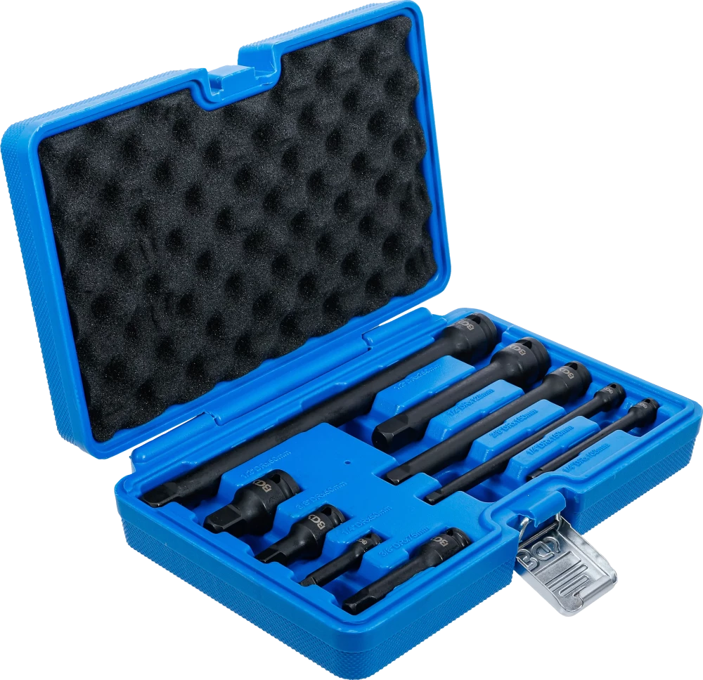Conjunto de extensão de impacto | 6,3 mm (1/4") / 10 mm (3/8") / 12,5 mm (1/2") | 9 peças