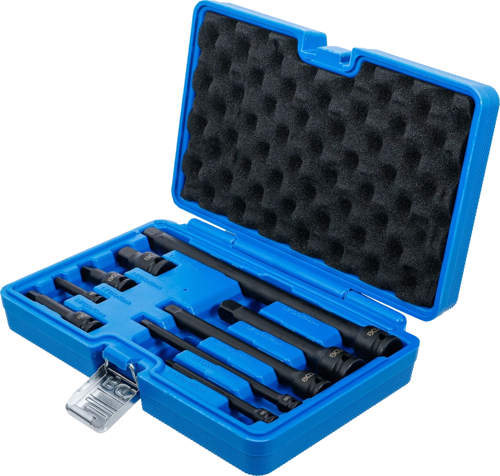Conjunto de extensão de impacto | 6,3 mm (1/4") / 10 mm (3/8") / 12,5 mm (1/2") | 9 peças