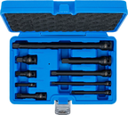 Conjunto de extensão de impacto | 6,3 mm (1/4") / 10 mm (3/8") / 12,5 mm (1/2") | 9 peças