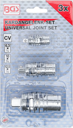 Conjunto de juntas de cardã | com mola | 6,3 mm (1/4") / 10 mm (3/8") / 12,5 mm (1/2") | 3 peças