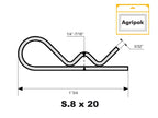 Agripak 20 un. cavilhas tipo R, 2 x 44mm (S.25808)