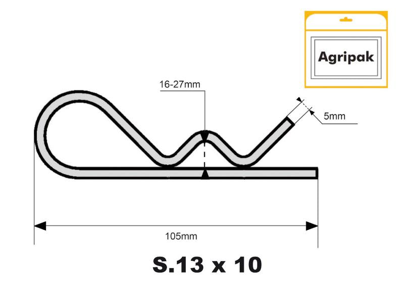 Agripak 10 un. cavilhas tipo R, 5 x 105mm (S.25813)
