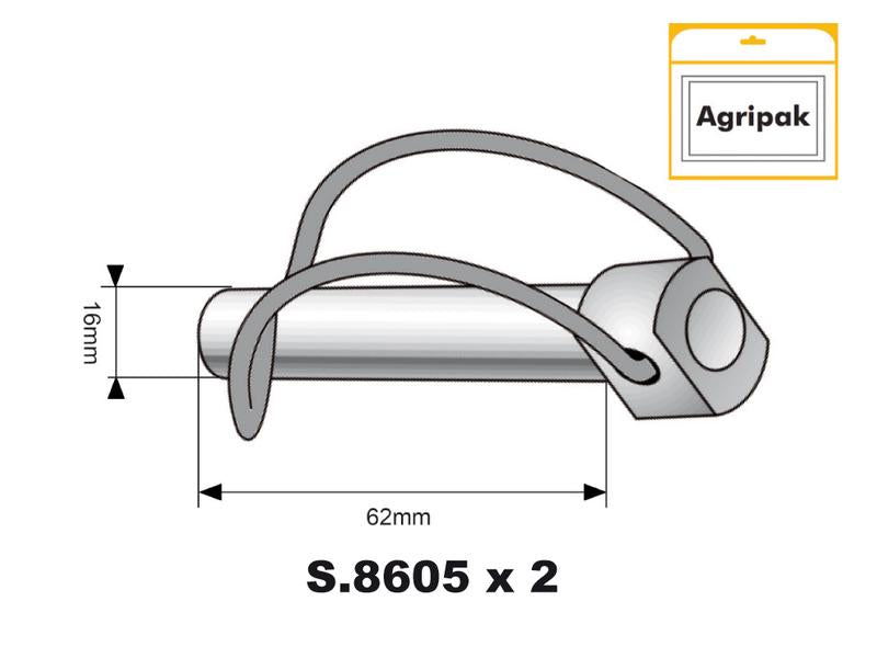 Agripak 2 un. Cavilha estabilizador 16mm x 62mm (S.25860)