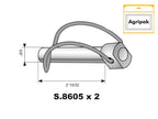 Agripak 2 un. Cavilha estabilizador 16mm x 62mm (S.25860)