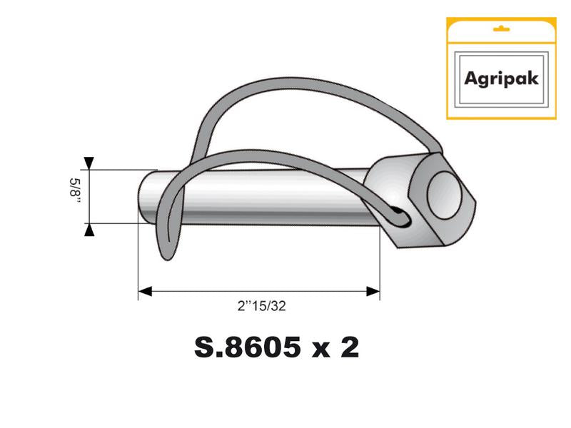 Agripak 2 un. Cavilha estabilizador 16mm x 62mm (S.25860)