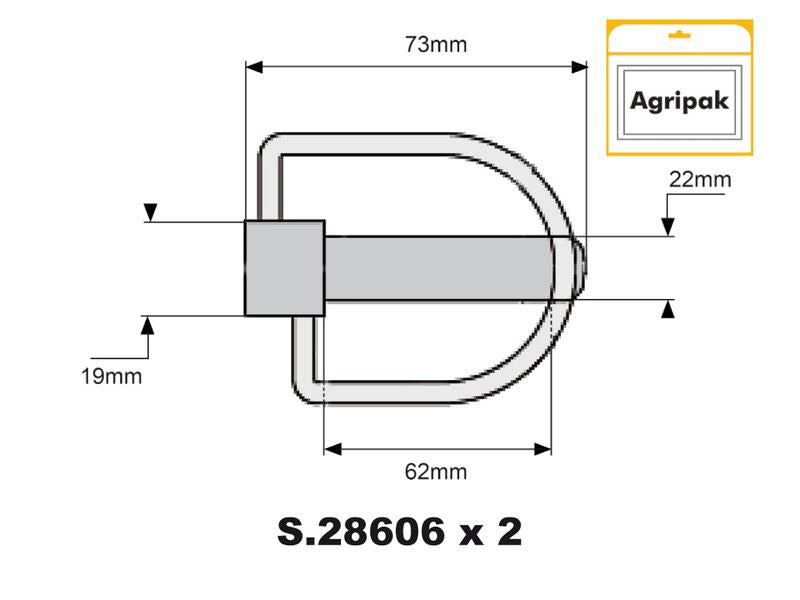 Agripak 2 un. Cavilha estabilizador 19mm x 73mm (S.25863)