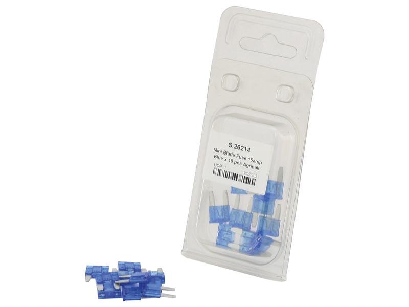 Agripak 10 un. fusiveis placa mini 15A Azul (S.26214)