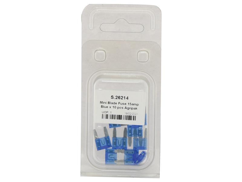 Agripak 10 un. fusiveis placa mini 15A Azul (S.26214)