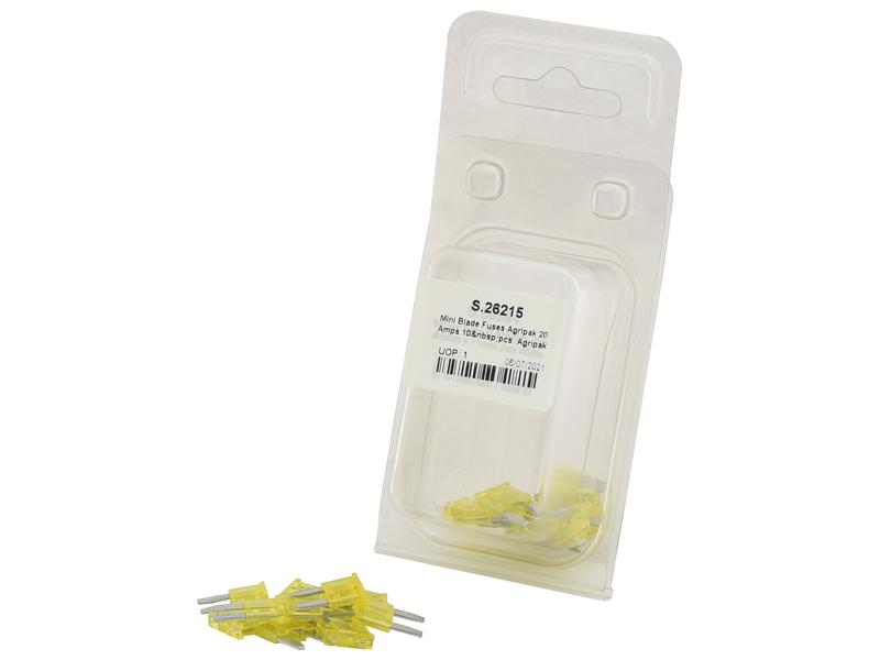 Agripak 10 un. fusiveis placa mini 20A Amarela (S.26215)
