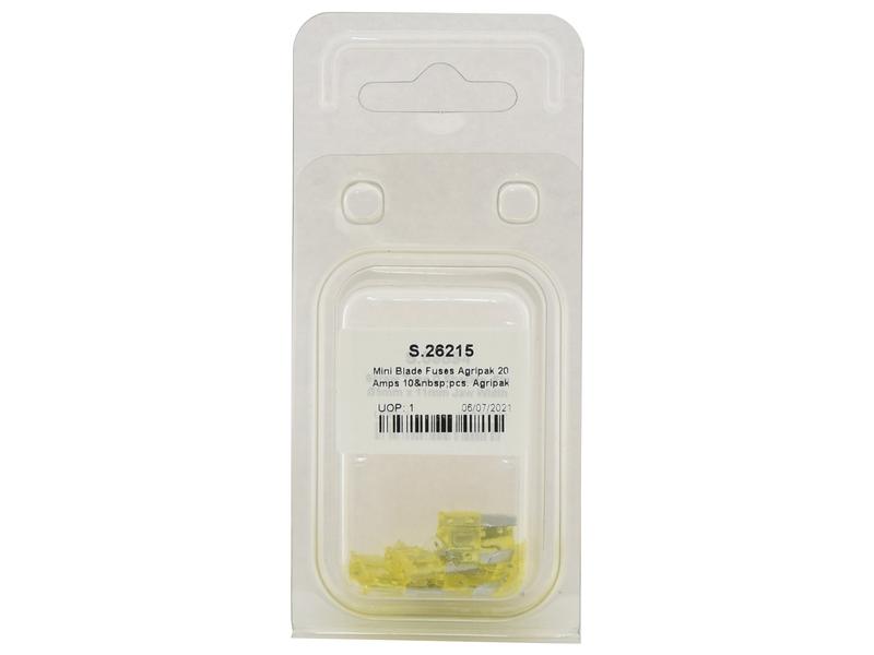 Agripak 10 un. fusiveis placa mini 20A Amarela (S.26215)