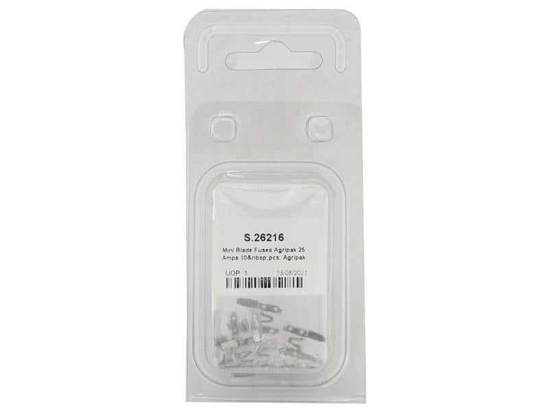 Agripak 10 un. fusiveis placa mini 25A branco Transparente (S.26216)