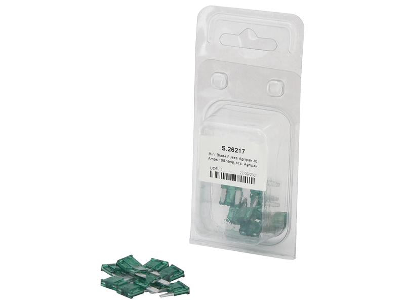 Agripak 10 un. fusiveis placa mini 30A Verde (S.26217)