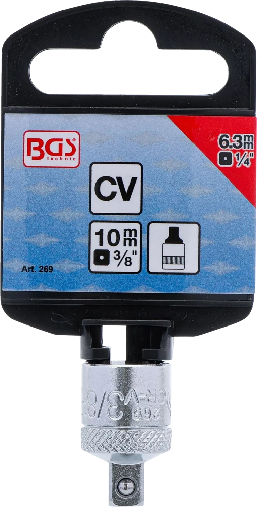 Adaptador de chave de caixa | Quadrado externo 10 mm (3/8") - Sextavado externo 6,3 mm (1/4")