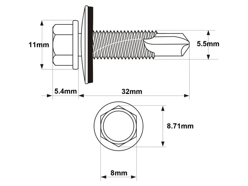 Parafuso cabeça hexagonal, Tamanho da rosca: 5.5x32mm (DIN 7504K) (S.27060)