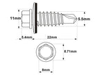 Parafuso cabeça hexagonal, Tamanho da rosca: 6.3x22mm (DIN 7504K) (S.27064)