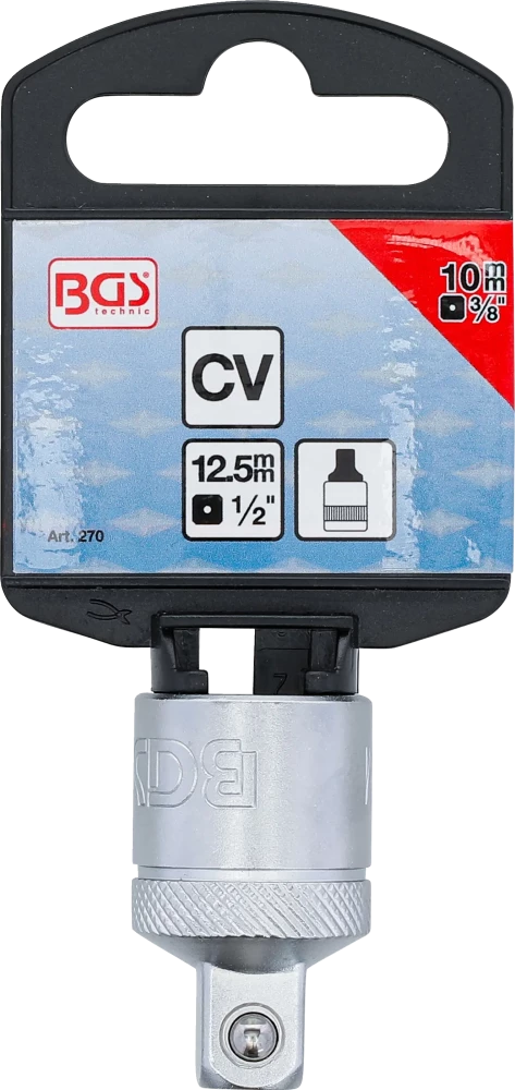 Adaptador de chave de caixa | Quadrado externo 12,5 mm (1/2") - Sextavado externo 10 mm (3/8")