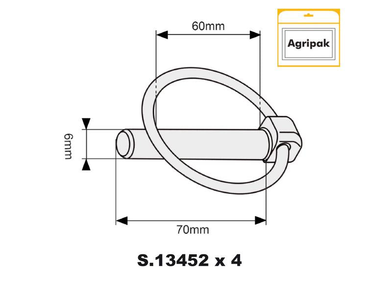 Agripak 4 un. Cavilha de mola 6mm x 70mm (S.27188)