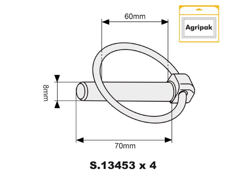 Agripak 4 un. Cavilha de mola 8mm x 70mm (S.27189)