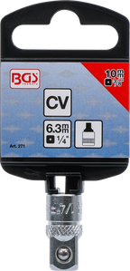Adaptador de chave de caixa | Quadrado externo 6,3 mm (1/4") - Sextavado externo 10 mm (3/8")