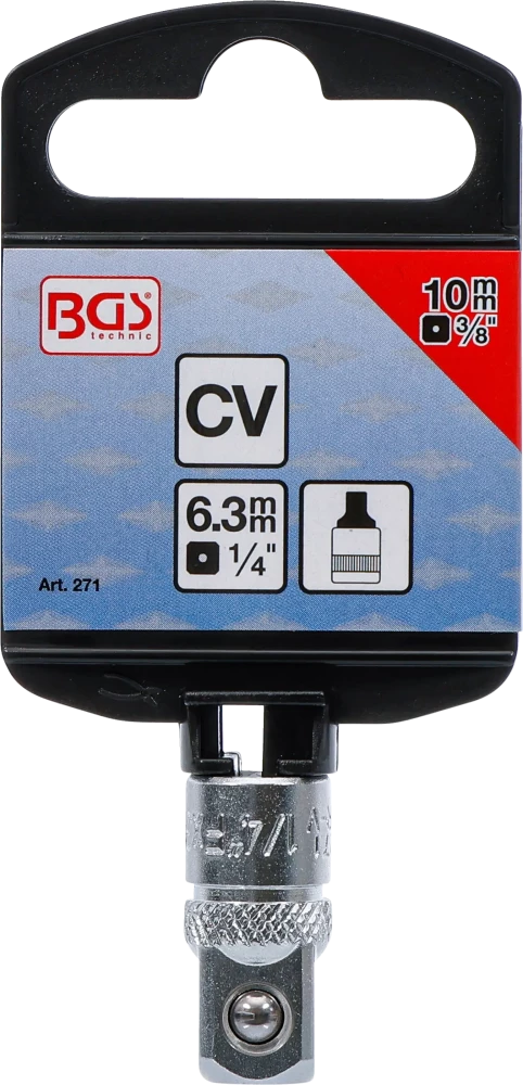 Adaptador de chave de caixa | Quadrado externo 6,3 mm (1/4") - Sextavado externo 10 mm (3/8")