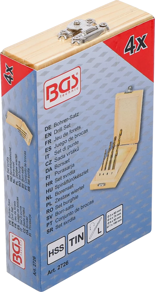 Conjunto de brocas | HSS | de corte à esquerda | 4 peças