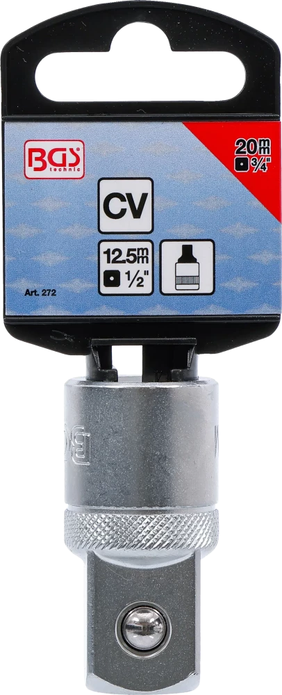 Adaptador de chave de caixa | Quadrado externo 12,5 mm (1/2") - Sextavado externo 20 mm (3/4")