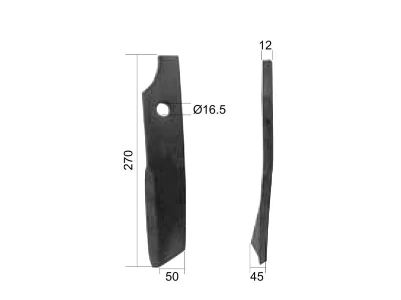 Faca freze Esq.. Larg: 50mm, Altura: 270mm, Orifício Ø: 16.5mm. para Kuhn Aplicavel em: 51933900 (S.27433)