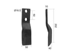 Faca Dt. 50x12mm Altura: 202mm. Centros de orifícios em: 50mm. Orifício Ø: 16.5mm. para Celli Aplicavel em: 422630 (S.27436)