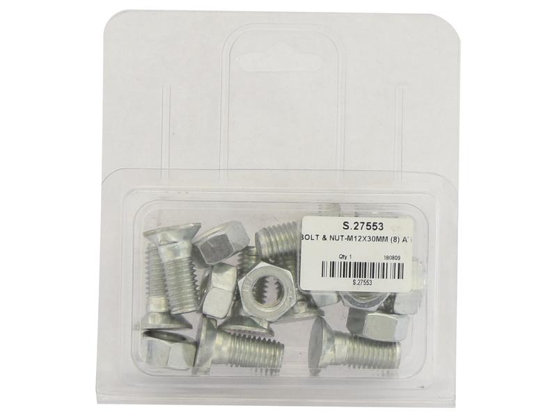 Parafuso c/porca - M12 x 30mm, Resistência à tração 8.8 (8 un. Agripak) (S.27553)
