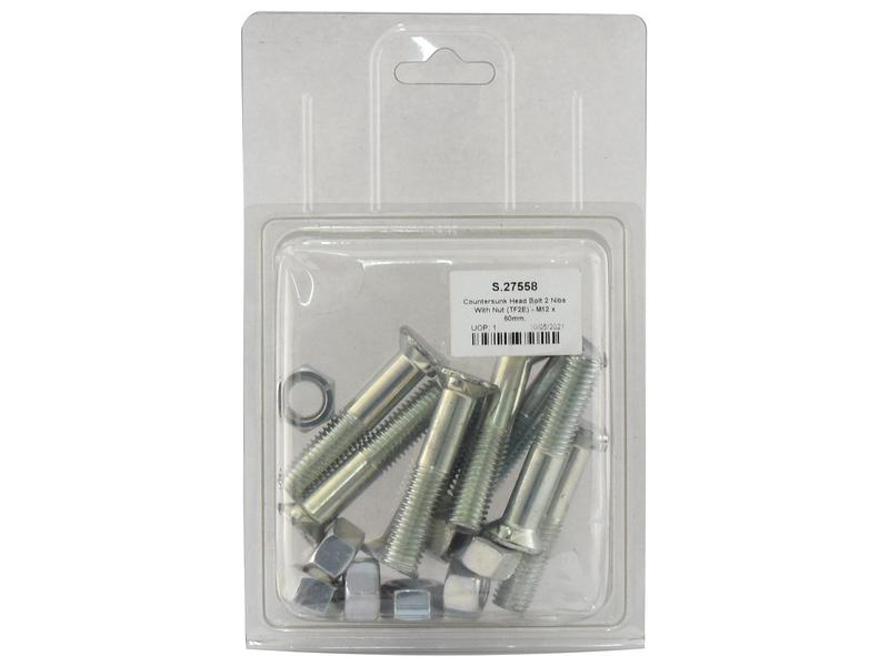 Parafuso c/porca - M12 x 60mm, Resistência à tração 8.8 (8 un. Agripak) (S.27558)