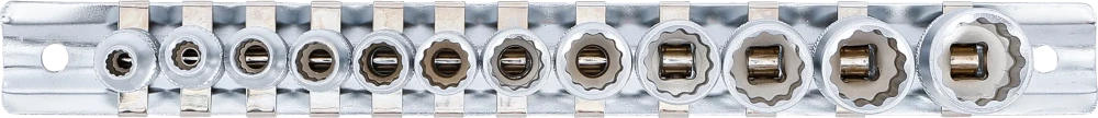 Conjunto de encaixes para chave de caixa bihexagonais | Entrada de quadrado interno de 6,3 mm (1/4") | Tamanhos em polegadas | 12 peças