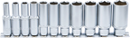 Conjunto de encaixes para chave de caixa sextavados, profundos | Entrada de quadrado interno de 10 mm (3/8") | Tamanhos em polegadas | 11 peças