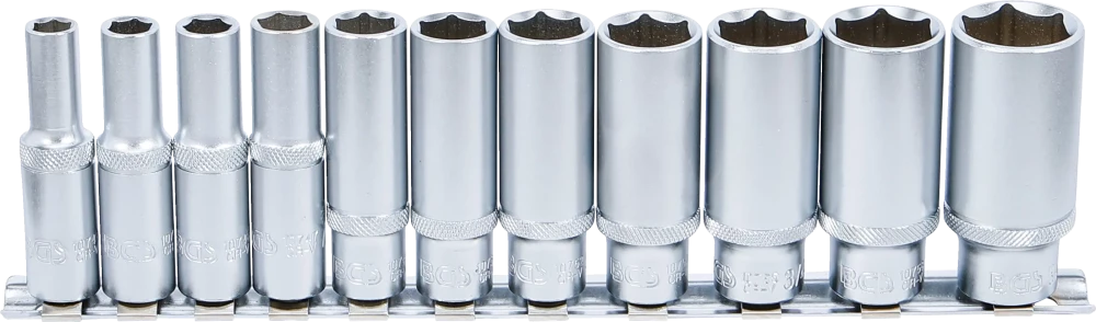 Conjunto de encaixes para chave de caixa sextavados, profundos | Entrada de quadrado interno de 10 mm (3/8") | Tamanhos em polegadas | 11 peças