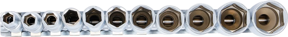 Conjunto de encaixes para chave de caixa sextavados, profundos | Entrada de quadrado interno de 10 mm (3/8") | Tamanhos em polegadas | 11 peças