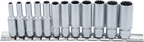Conjunto de encaixes para chave de caixa bihexagonais, profundos | Entrada de quadrado interno de 6,3 mm (1/4") | Tamanhos em polegadas | 12 peças